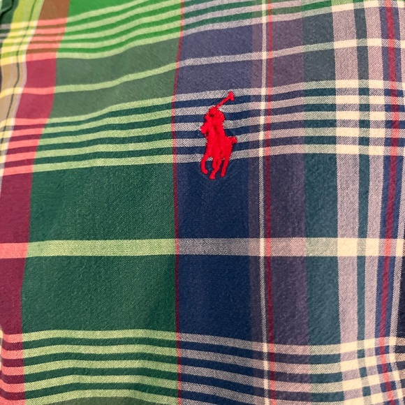 Ralph Lauren Polo men’s green plaid button down.  Size large - Picture 2 of 3